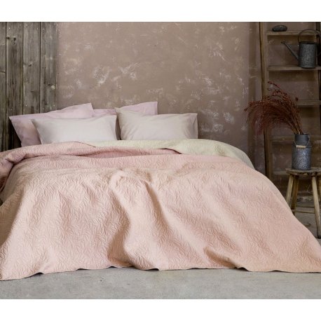 Κουβερλί Υπέρδιπλο Foglie Pink-Ivory Nima Home